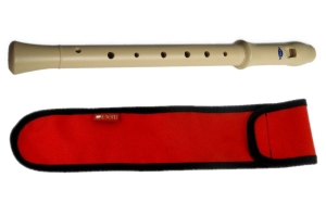 FLET SZKOLNY PROSTY MUZA PLASTIKOWY SOPRANOWY+POKROWIEC CZERWONY