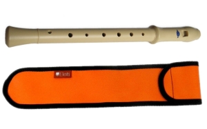 FLET SZKOLNY PROSTY MUZA PLASTIKOWY SOPRANOWY+POKROWIEC POMARAŃCZOWY