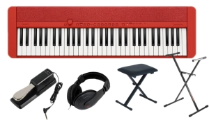 CASIO CT-S1 61 RD + SET 07B Pianino cyfrowe czerwone 61 klawiszy